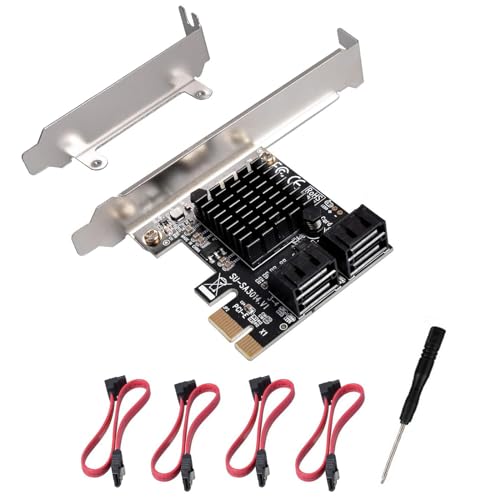 Tarjeta PCIE 1X SATA de 4 Puertos, con 4 Cables SATA y Soporte