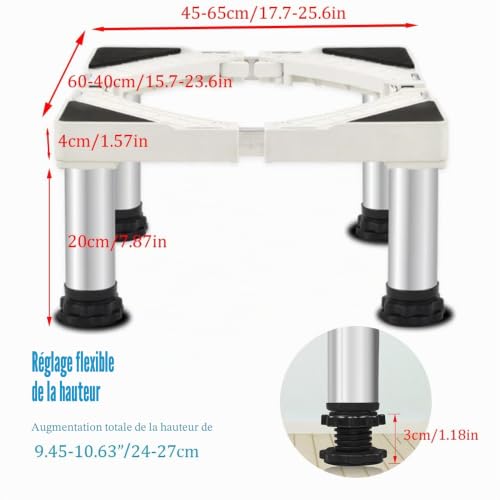 Base réglable machine à laver et sèche-linge piédestal universel max 350kg - 3