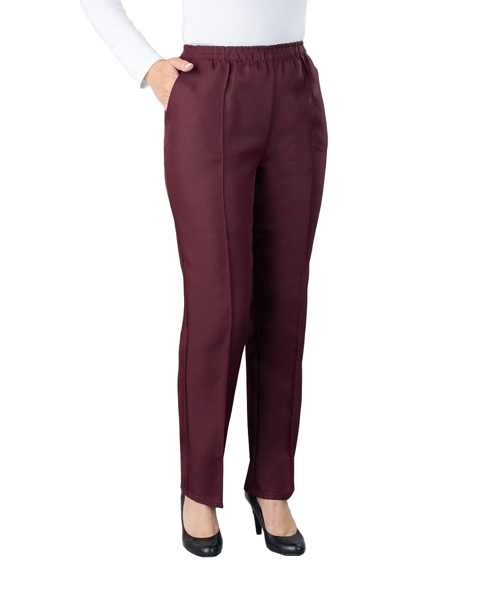 Fashion Friendly Ladies Pull-on Trousers - Wine - 22-27"