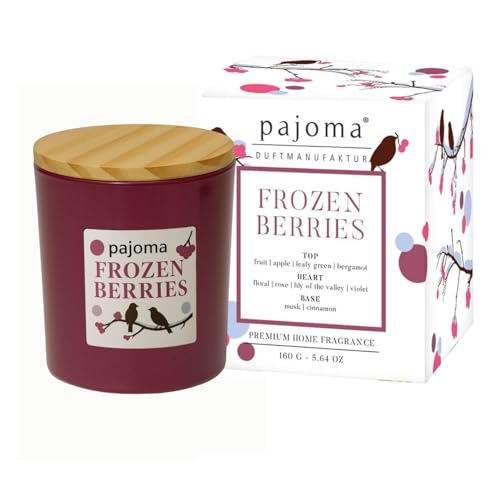 pajoma® Duftkerze im Glas Frozen Berries,140 g mit Bambusdeckel 27...