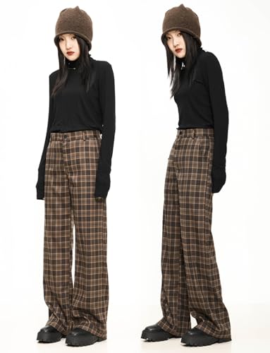 Women's Checked Single Breasted Button 2-Piece Suit Long Tuxedos Jacket Pants Prom Daily Leisure4