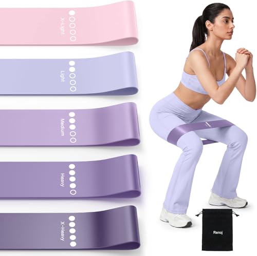 Resistance Bands for Working Out 5-Pack Elastic Loop Exercise Bands for Strength Training Stretching Home Gym Equipment for Pilates Yoga Physical Therapy Leg Glute Arm Workout Kit for Women Men