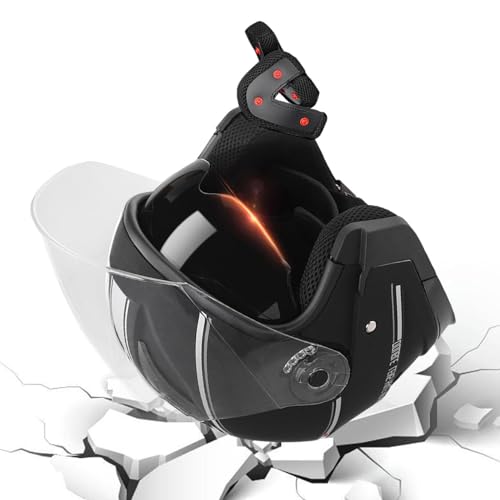 ダブルバイザーオートバイヘルメット ?ルメットは、風の抵抗と騒音を軽減する空力 調節可能なストラップ付き耐衝撃保護、サイクリング用野球スタイルデザイン |女性用・男性用・自転車・バイク用・快適安全装備