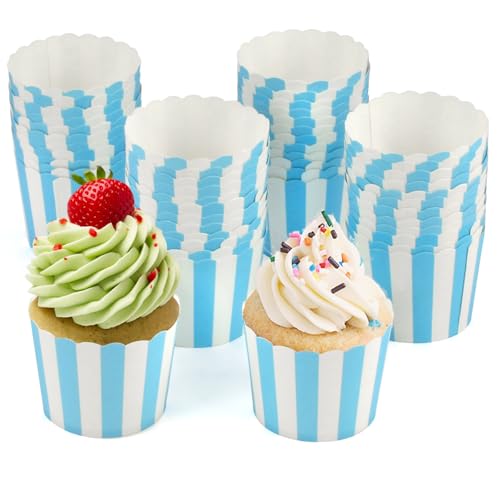 50 Stück Muffinförmchen Papier, 5x6x4,6 cm Mini Muffin Papierförmchen, Blau Cupcake Förmchen, Muffins Papierförmchen, Cupcake Backbecher Papierkuchen, Cupcake Wrapper für Hochzeiten Geburtstag Party