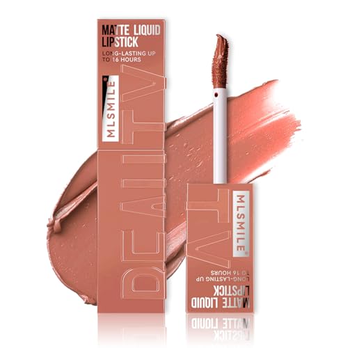 QIUFSSE Matte Liquid Lipstick for Women Super Stay Smudgeproof Lip Gloss Highly Pigmented Color Lip Stain Tint,Professional Daily Lip Makeup-02# Cheeky