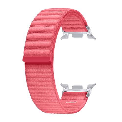 Image of Samsung Galaxy Watch 8 Series Fabric Band, Nylon, Dynamic Lug System, Comfort Fit, Contoured Fit, Lightweight, Compatible with Galaxy Watch 8 and Watch 8 Classic, S /M Coralred