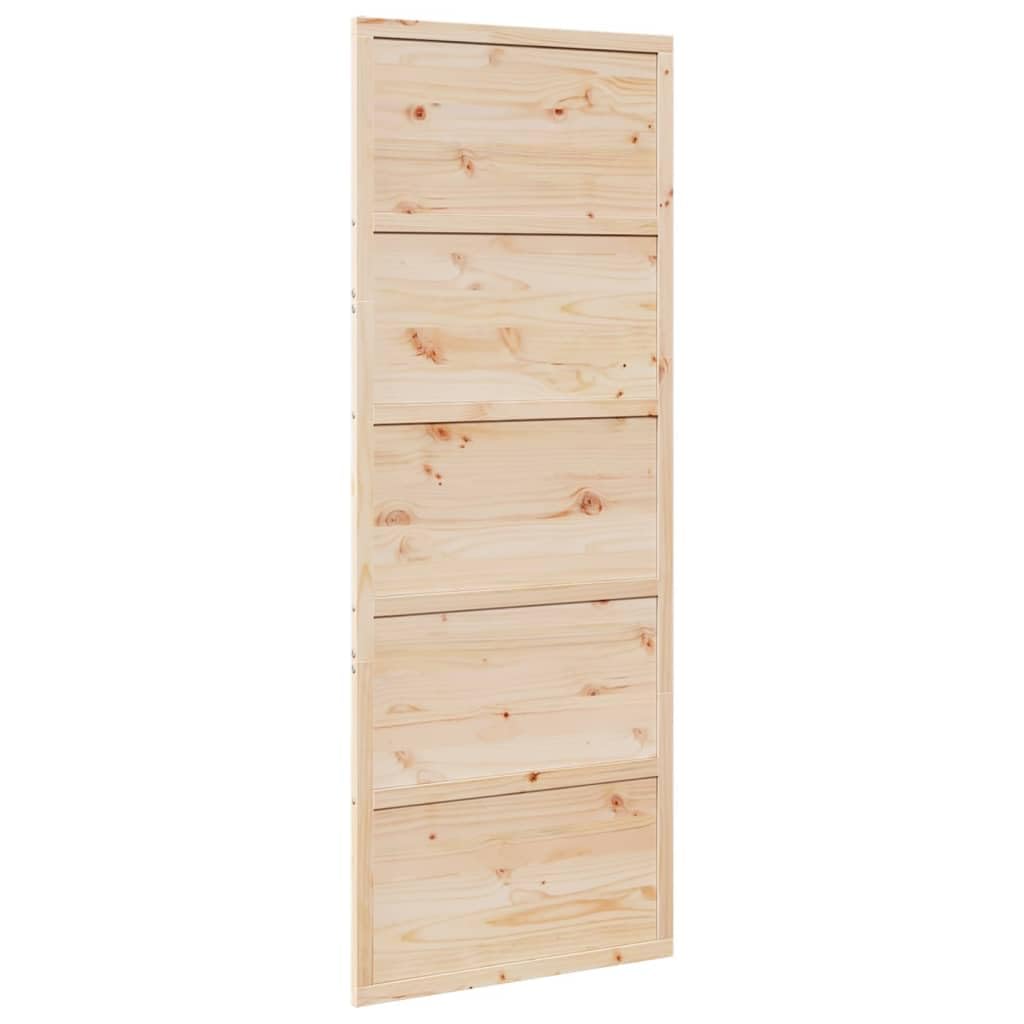 vidaXL Porta per Granaio 80x208 cm in Legno Massello di Pino, porta della stalla scorrevole, porta del fienile scorrevole, porta scorrevole per interni
