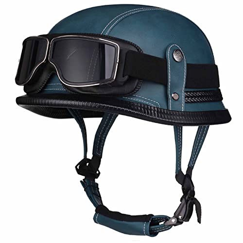 Medio Casco De Motocicleta, Medio Casco Retro Hombres Mujeres para Cruiser Street Scooter Casco Half Shell Casco De Motocicleta Alemán con Gafas De Ciclismo - Aprobado por ECE Cover