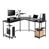 MyHood パソコンデスク L字デスク オフィスデスク PCデスク木製 PCスタンドとモニター台付く 幅144+144×奥行48×高さ77cm コーナーデスク ブラック「一年無償部品交換保証」DESK-120