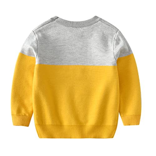 Toddler Kids Sweaters Baby Boys Girls Knit Sweater Warm Long Sleeve Crew Neck Pullover (Yellow, 5-6 Years)2