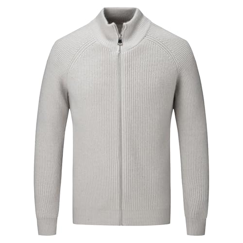 Maiyifu-GJ Men's Full Zip Cardigan Sweater Lightweight Warm Long Sleeve Sweaters Slim Fit Knitted Ribbed Outerwear