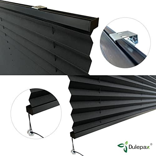 Image of Dulepax RV Blinds,RV Pleated Shades,RV Blinds Pleated Shades, 62 inch W x 32 inch L Black RV Window Shades,Camper Blinds,RV Window Blinds for RV Camper Travel Trailers Motorhome's Window