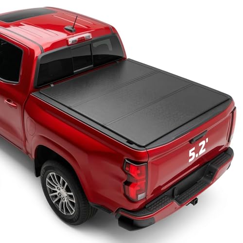 BDFHYK Hard Tri Fold Tonneau Cover for Chevy Colorado GMC Canyon 2015-2026 5.2 FT Bed Waterproof Hard Folding Truck Bed Cover with Anti-Theft Lock Easy Install for Camping and Work Trucks