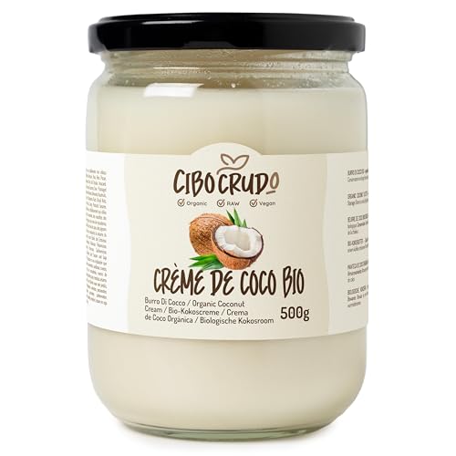 Creme de Coco bio - 500ml. Beurre de noix de coco biologique extrait à froid sans sucre. Idéal pour la cuisine végétalienne, les bonbons à la noix de coco et les gâteaux