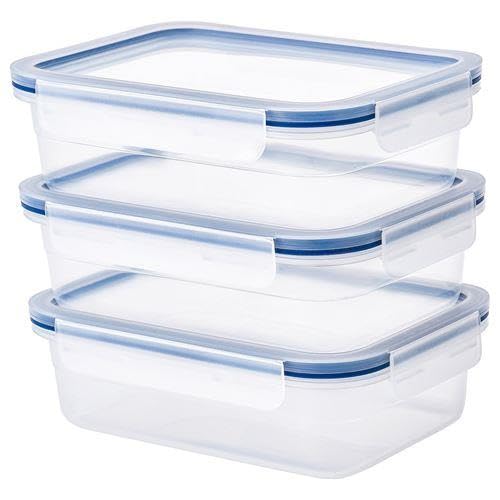 3 adet vakumlu saklama kapları 1,0 litre IKEA gri-mavi dikdörtgen saklama kutusu