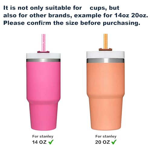 Image of Replacement Straw for Stanley 14 oz 20 oz Cup Tumbler, 6 Pack Long Reusable Color Straws with Cleaning Brush, Dishwasher Safe, Plastic Straws for stanley cup accessories
