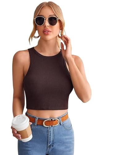 Image of Leriya Fashion Women's & Girls' Solid Asymmetrical Round Neck Cotton & Rayon Crop Top