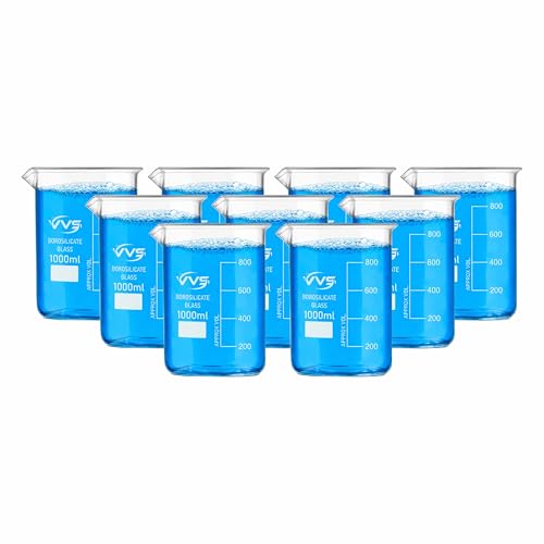Image of VVS Borosilicate Glass Beaker 1000ml pack of 9 of For School College, Lab Laboratry and professional use