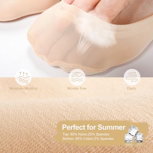 FAYBOX 6 Pairs No Show Socks Womens Ultra Low Cut Nylon Thin Socks for Flat Invisible Non Slip Liner Footies4