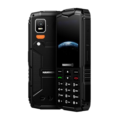 Hammer H Horizon LTE Outdoor Handy ohne Vertrag, 3000mAh Akku, 64 GB, 2,8' IPS Display, große Tasten, SOS-Taste, Taschenlampe, 2 MP Kamera, FM-Radio, USB-C, Dual SIM, IP68/MIL-STD-810H, Schwarz