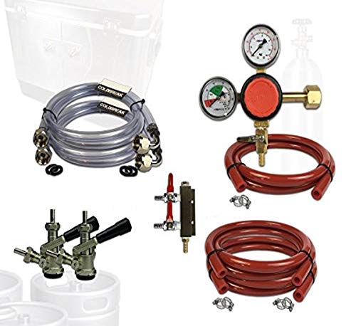 Coldbreak Jockey Box Dispensing Kit, 2 Tap, Includes: CO2 Regulator, 4' Air Lines, Sankey 'D' Beer Couplers (SS Probe), 6' Jockey Box Beverage Jumpers (SS Tailpieces), NO Tank, 3/8â€, Model:SSDK2-D