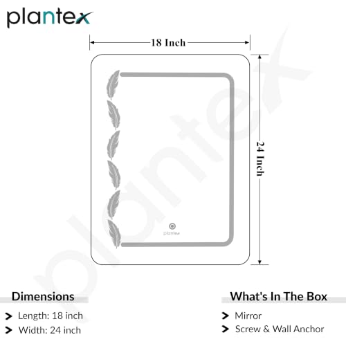 Image of Plantex LED Bathroom Mirror with 3 Tone /Designer Mirror for Living Room /Bedroom /Dressing Room - Rectangle Shape (18 x 24 Inch) - Wall-Mounted