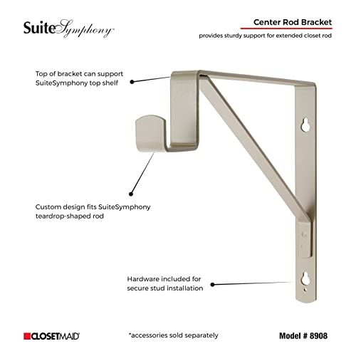 Image of ClosetMaid 8908 SuiteSymphony Center Rod Bracket, Nickel