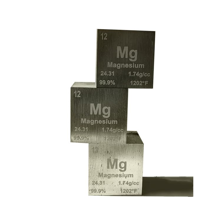 Magnesium Metal Cube for Scientific Research and Education, Magnesium Block for Metal Processing, Specification 1inch