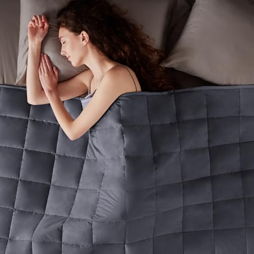 Image of Weighted Blanket Queen Size (60 inchx80 inch 20lbs),Ultra Soft and Cozy Cooling Weighted Blanket Queen Size for Adult,Heavy Blanket with Machine Washable Soft Blanket, Dark Grey