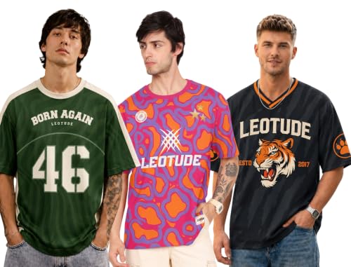 Image of LEOTUDE Men'S Tiger Graphic Printed Oversized T-Shirt | Bold Black Sports