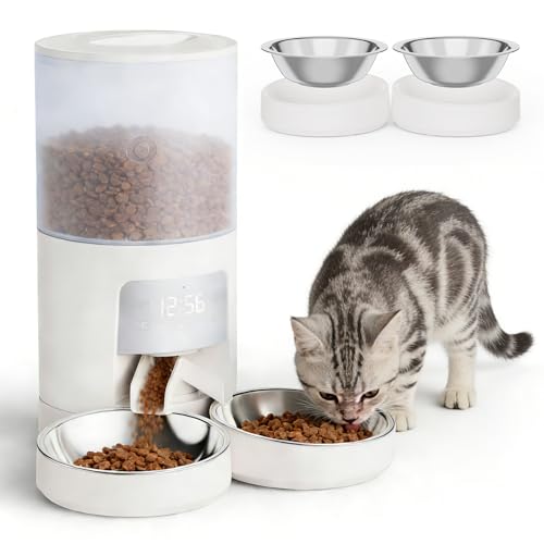 DUMOS 6L Automatic Cat Feeder for 2 Cats, Timed...