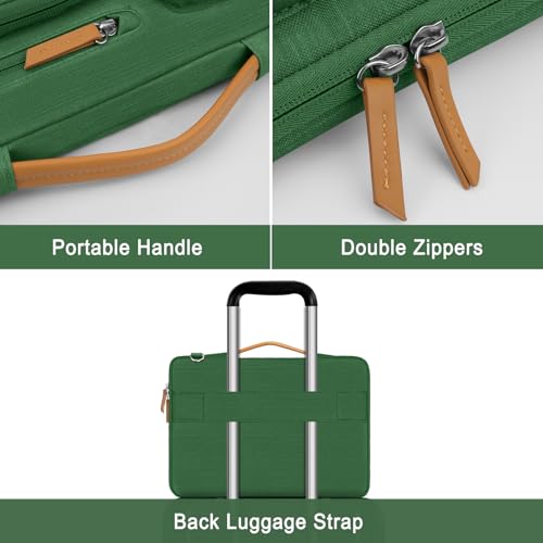 Image of MOSISO 360 Protective Laptop Shoulder Bag,15-15.6 inch Computer Bags Compatible with MacBook Pro 16 inch, HP, Dell, Lenovo, Asus Notebook,Side Open Messenger Bag with 4 Zipper Pockets, Jungle Green