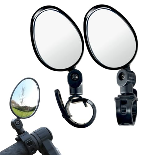 BDEPSTR 2 Stück Rückspiegel Fahrrad, 360° Drehbar Fahrradspiegel Klappbar, HD Fahrrad Rückspiegel Weitwinkel-stoßfester Rückspiegel passend für Fahrräder und Elektrofahrräder
