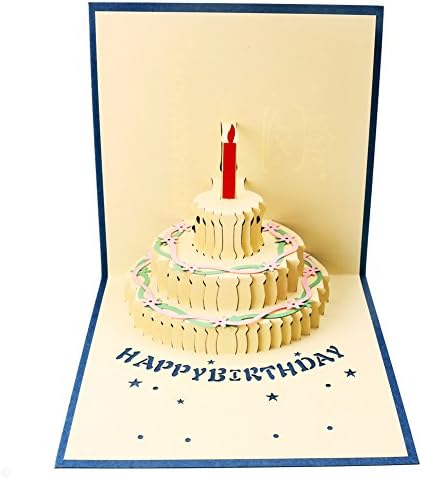 Osunp Carte D Anniversaire Pop Up 3d Faite A La Main Cadeau Gateau Joyeux Anniversaire Cartes De Vœux Avec Enveloppe Pour Enfants Amis Parents Famille Bleu 5 9x5 9inch Amazon Fr Fournitures De Bureau