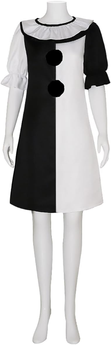 QENUIA Costume the Clown Cosplay the Killer Clown for Teens Adult Halloween Outfits(Women dress, Men jumpsuit)