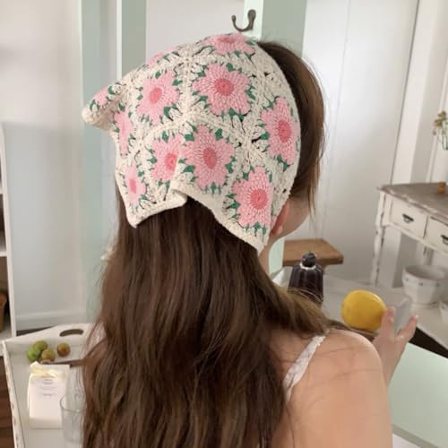 Handmade Crochet Triangle Bandana with Cute Animal Patterns Elegant Adorable Kerchief4