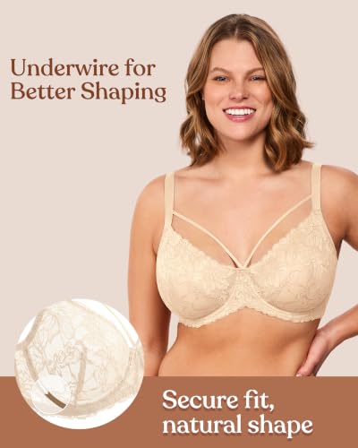 Image of HSIA Minimizer Bras for Women Unlined Underwire Lace Bras for Large Breasts | Full Coverage, Plus Size, Support Lift, Breathable, Everyday Essentials, Soft, Back Smoothing, Wide Straps, Sizes 32-46 C-I