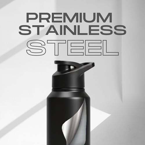Image of Speedex Engraved Name Stainless Steel Sipper Water Bottle 1 Ltr - Customised Personalised Bottle for Kids & Adults, School, Gym, Sports, Black, Set of 1 (Black, Set Of 1)