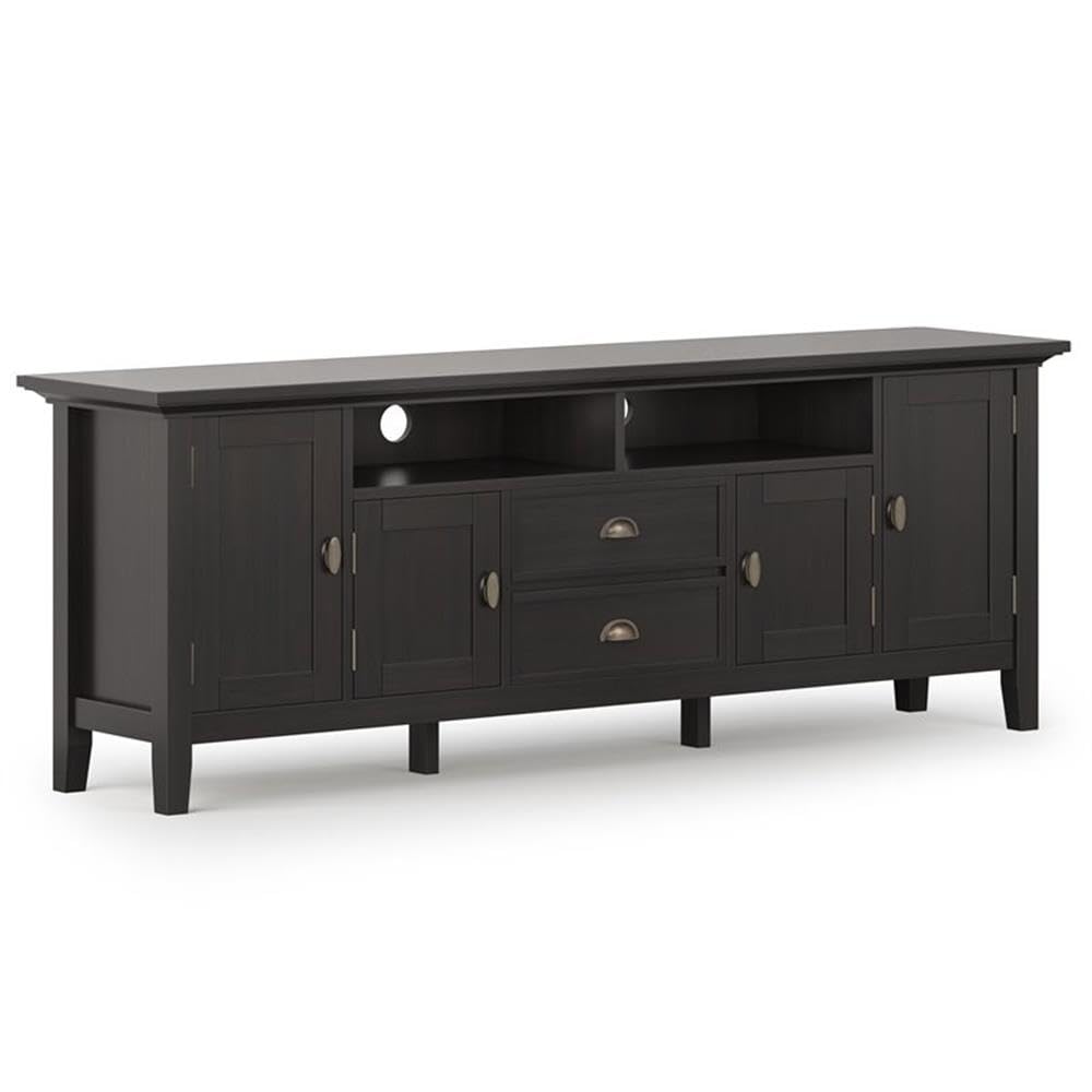 SIMPLIHOME Redmond TV Stand - 72 inch Wide Solid Wood Media Console in Hickory Brown, Transitional Entertainment Center for Living Room for TVs up to