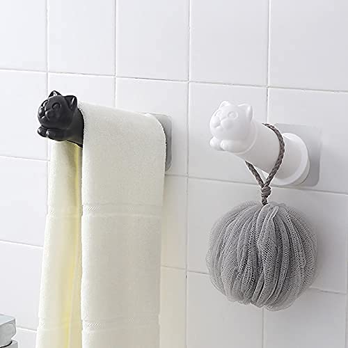 Toallero Portarrollos de Papel higiénico para Gatos, Soporte para Papel de Cocina, Adhesivo para Pared, toallero, Colgador de pañuelos de baño Creativo (Color: Negro)