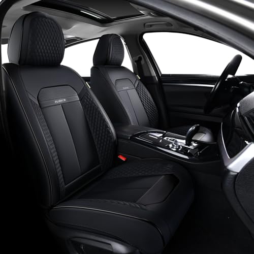Image of FLORICH 2pcs Car Seat Covers Front Set, Black Car Seat Cover, Breathable Premium Leather Seat Covers, Automotive Vehicle Seat Covers for Cars Trucks Vans SUVs Sedans (2 Packs, Black)