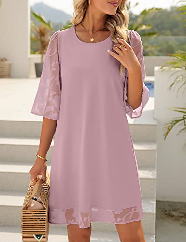 Image of LookbookStore 3 /4 Sleeve Dress for Women Shift Cute Summer Tunic Floral Lace Dresses