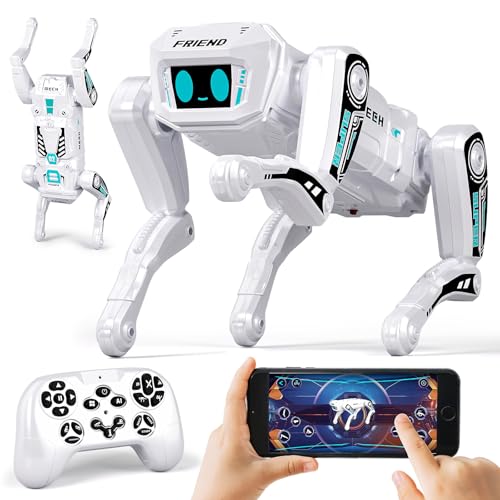 TOPMVP Smart Robot Dog Toy - APP & Remote & G-Sensor Control, RC Dog Programmable Interactive Robotic Pets, RC Stunt Music Dancing Story 30+ Functions Robot Toys for Kids Boys Ages 6+