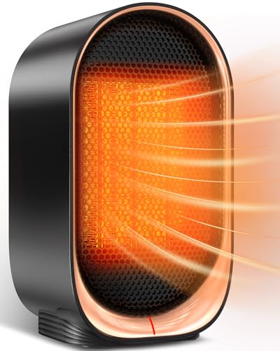 Electric Heater Portable Space Heater 1000W Small Room Heaters for Home with Tip-Over Protection Quiet Fast Mini Desk Heaters for Office Bedroom Bathroom Jet-black