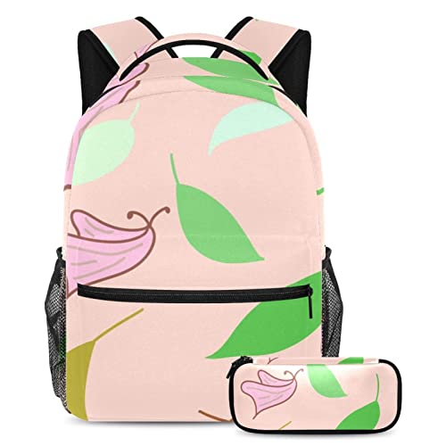 Sac à dos papillon et feuilles pour l'école, les sorties et les voyages des ados et enfants
