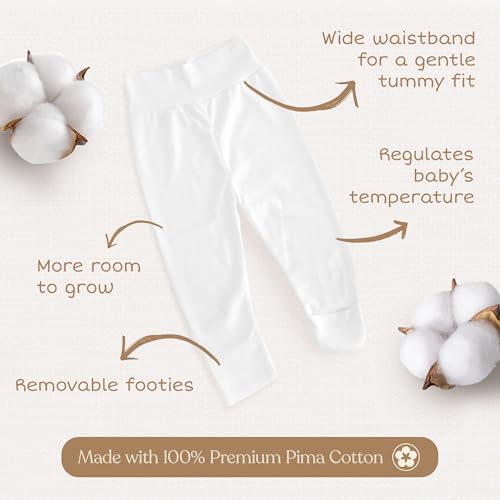 Pimbi&Bimpi Baby Pants | Premium Peruvian PIMA Cotton | White Footed Baby Pants | Unisex: Baby boy Pants and Baby Girl Pants3