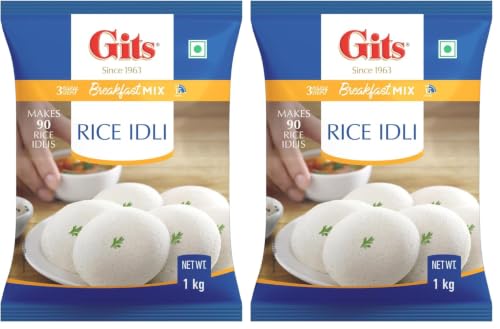 Image of Gits Instant Rice Idli Breakfast Mix,Makes 90 Rice Idlis, Pure Veg, Authentic South Indian Breakfast Recipe, 1Kg (Pack of 2)