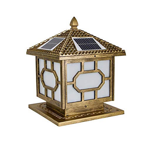 2 lampes solaires pour pilier extérieur en aluminium et verre rétro pour jardin