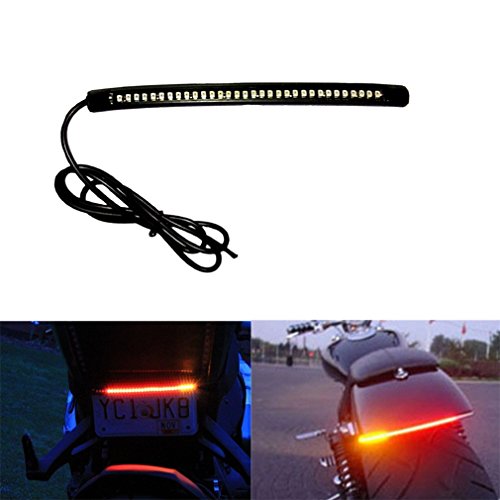 Qiorange Turn Signal Tail Brake License Plate Light Bar Integrated for ATV Car RV SUV 33 LED Motorcycle Flexible Light Strip (32 LED)