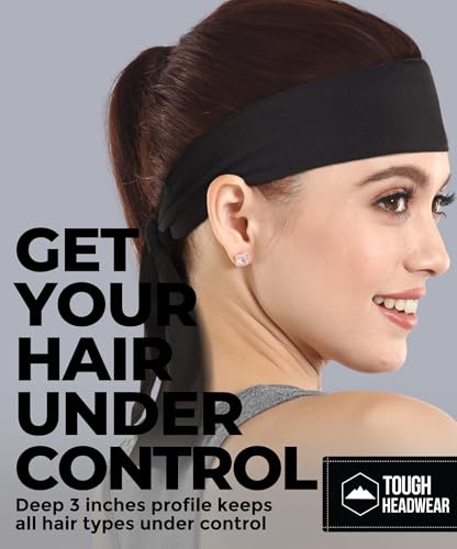 Image of Tough Headwear Tie Headband - Moisture-Wicking Running Headband - 4-Way Stretch Sweatbands - Adjustable Head Tie for Workouts